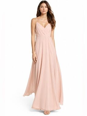 Lulu’s Blush Pink Maxi Bridesmaid Dress XS and S Flowing Formal Wedding Guest